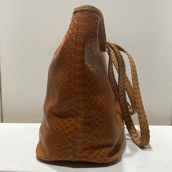 GASPY “Tracy” Large Tan (Burnt Caramel) Snakeskin Embossed Leather - Picture 7 of 16